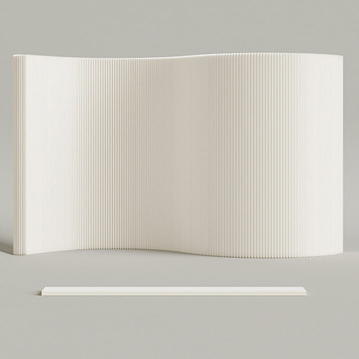 Modern Art Deco Rectangular Curved Kraft Paper Acrylic Foldable Expandable Accordion Screen Room Divider For Living Room