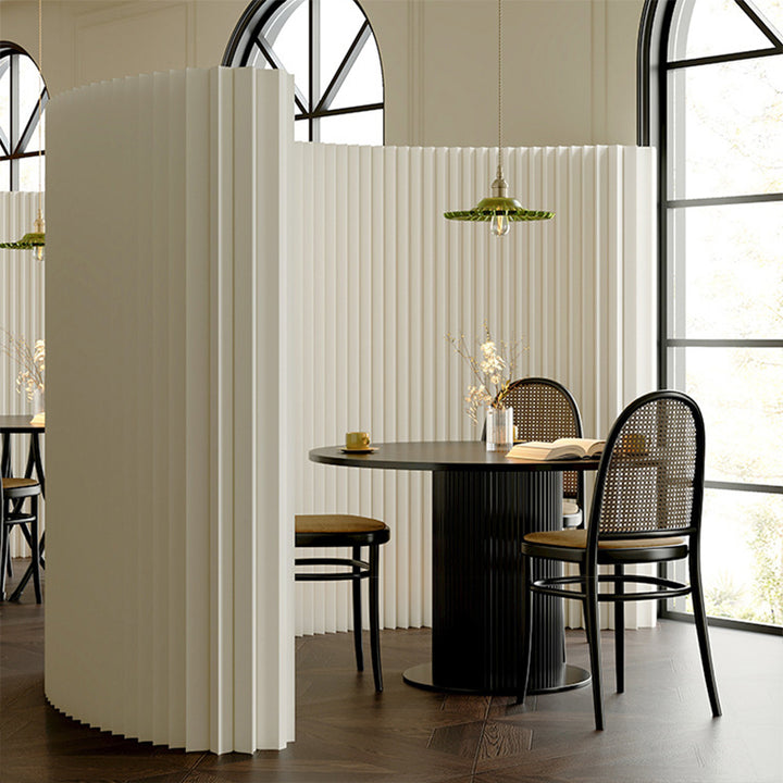 Modern Art Deco Rectangular Curved Kraft Paper Acrylic Foldable Expandable Accordion Screen Room Divider For Living Room