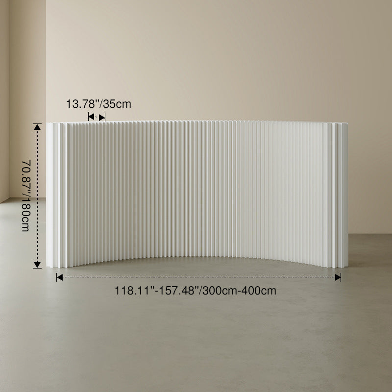 Modern Art Deco Rectangular Curved Kraft Paper Acrylic Foldable Expandable Accordion Screen Room Divider For Living Room