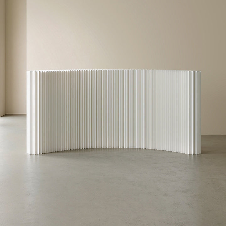 Modern Art Deco Rectangular Curved Kraft Paper Acrylic Foldable Expandable Accordion Screen Room Divider For Living Room