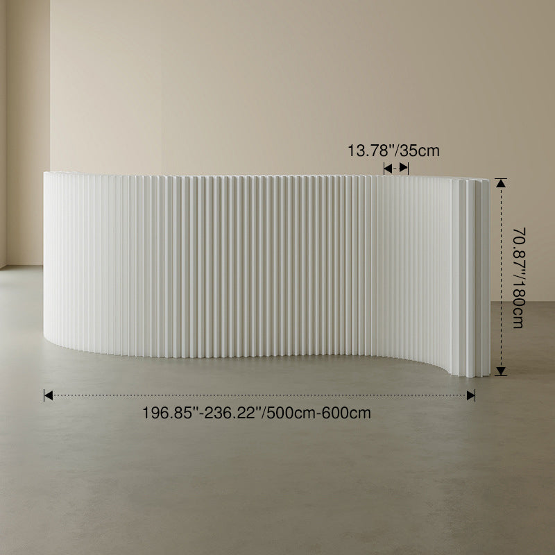 Modern Art Deco Rectangular Curved Kraft Paper Acrylic Foldable Expandable Accordion Screen Room Divider For Living Room