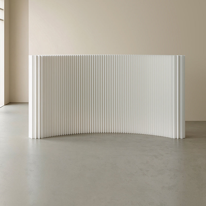 Modern Art Deco Rectangular Curved Kraft Paper Acrylic Foldable Expandable Accordion Screen Room Divider For Living Room