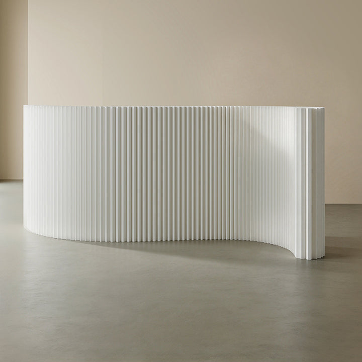 Modern Art Deco Rectangular Curved Kraft Paper Acrylic Foldable Expandable Accordion Screen Room Divider For Living Room