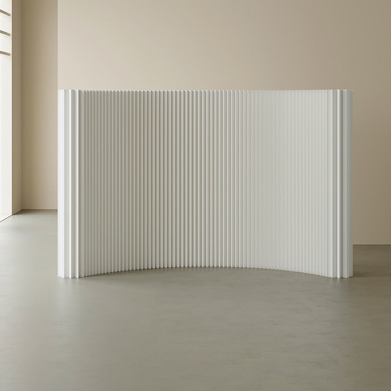 Modern Art Deco Rectangular Curved Kraft Paper Acrylic Foldable Expandable Accordion Screen Room Divider For Living Room