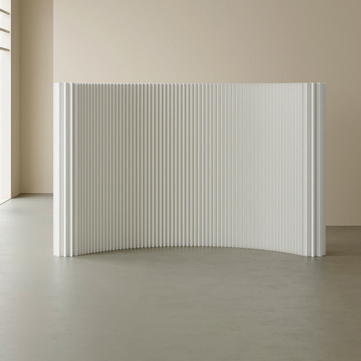 Modern Art Deco Rectangular Curved Kraft Paper Acrylic Foldable Expandable Accordion Screen Room Divider For Living Room