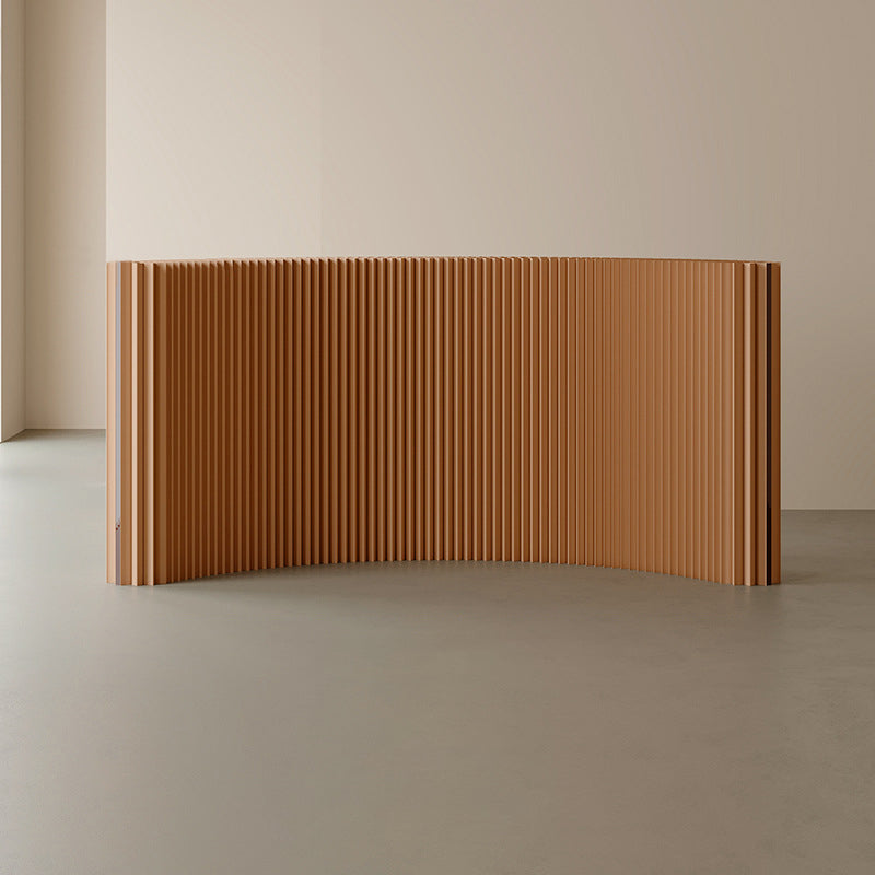 Modern Art Deco Rectangular Curved Kraft Paper Acrylic Foldable Expandable Accordion Screen Room Divider For Living Room
