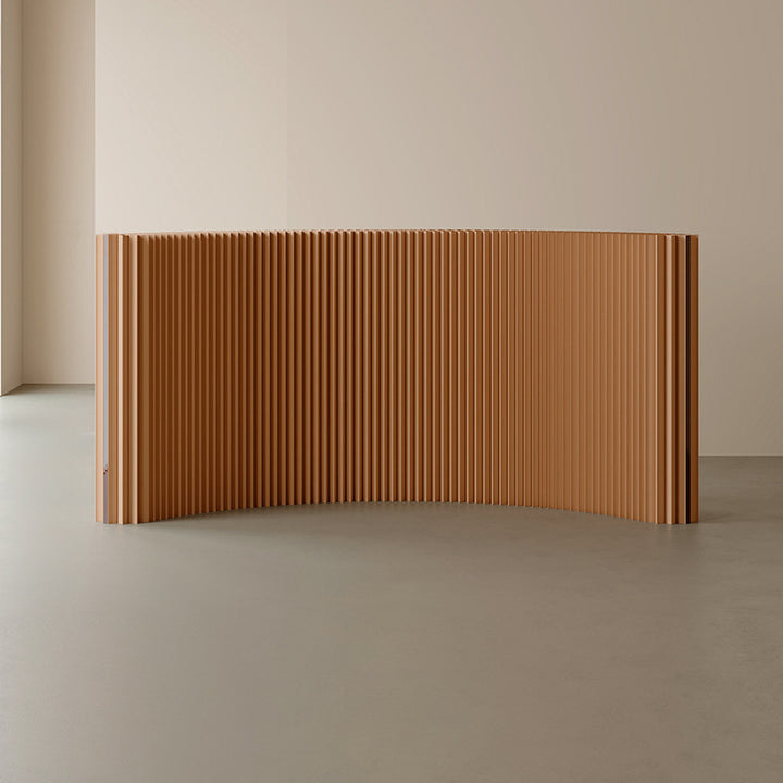 Modern Art Deco Rectangular Curved Kraft Paper Acrylic Foldable Expandable Accordion Screen Room Divider For Living Room