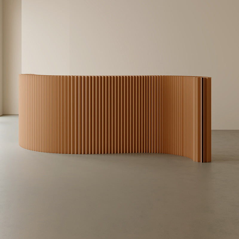 Modern Art Deco Rectangular Curved Kraft Paper Acrylic Foldable Expandable Accordion Screen Room Divider For Living Room