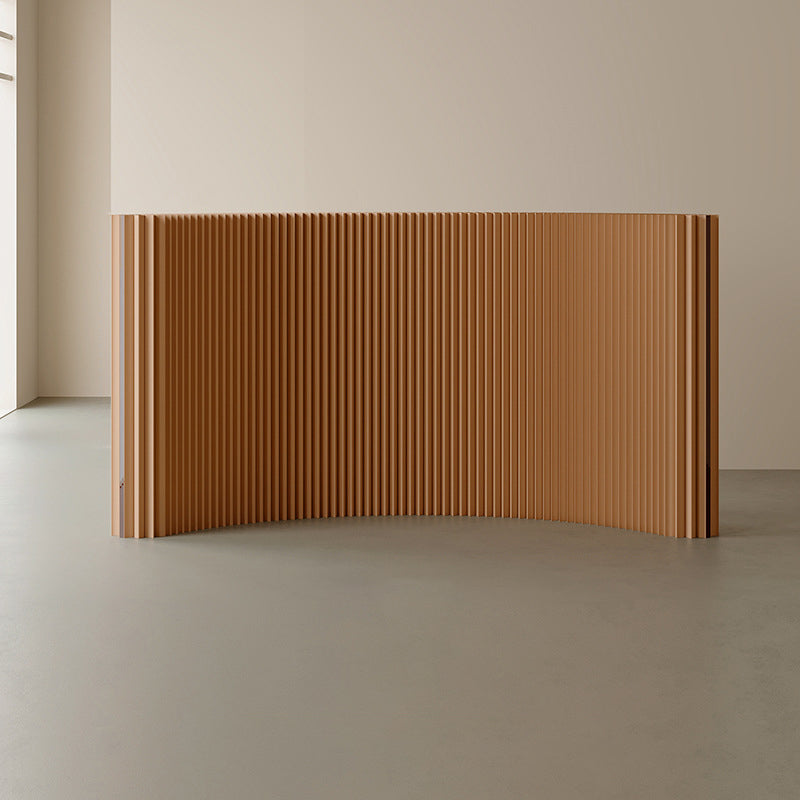 Modern Art Deco Rectangular Curved Kraft Paper Acrylic Foldable Expandable Accordion Screen Room Divider For Living Room