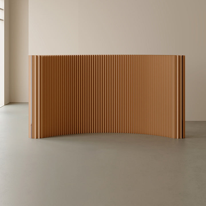 Modern Art Deco Rectangular Curved Kraft Paper Acrylic Foldable Expandable Accordion Screen Room Divider For Living Room