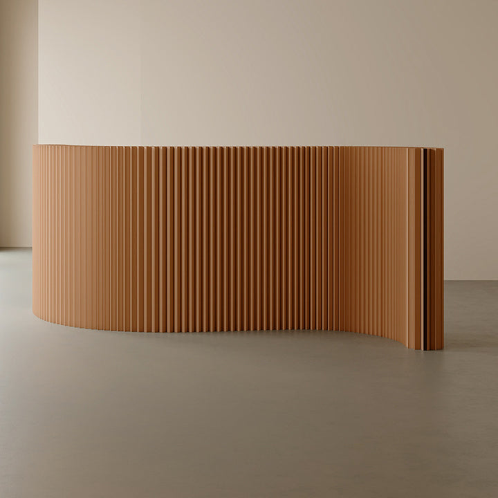 Modern Art Deco Rectangular Curved Kraft Paper Acrylic Foldable Expandable Accordion Screen Room Divider For Living Room