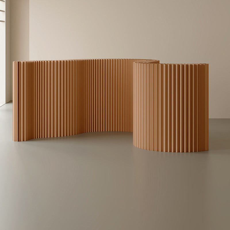 Modern Art Deco Rectangular Curved Kraft Paper Acrylic Foldable Expandable Accordion Screen Room Divider For Living Room
