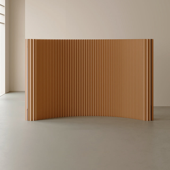 Modern Art Deco Rectangular Curved Kraft Paper Acrylic Foldable Expandable Accordion Screen Room Divider For Living Room