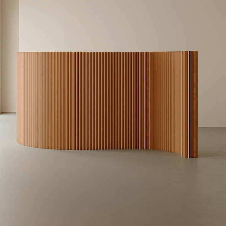 Modern Art Deco Rectangular Curved Kraft Paper Acrylic Foldable Expandable Accordion Screen Room Divider For Living Room