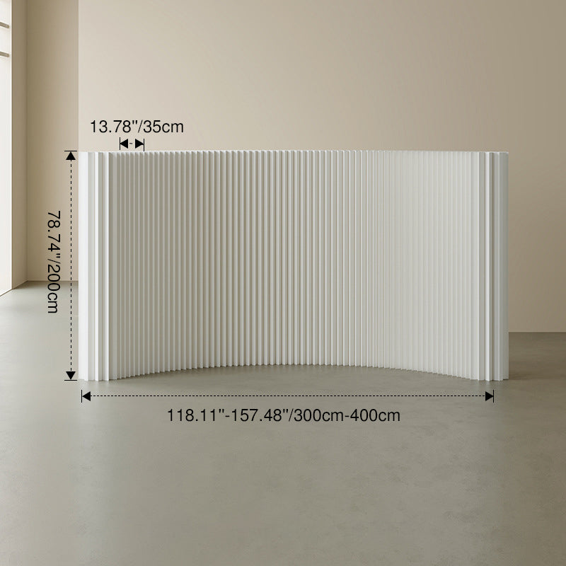 Modern Art Deco Rectangular Curved Kraft Paper Acrylic Foldable Expandable Accordion Screen Room Divider For Living Room