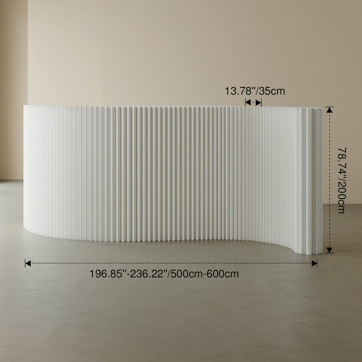 Modern Art Deco Rectangular Curved Kraft Paper Acrylic Foldable Expandable Accordion Screen Room Divider For Living Room