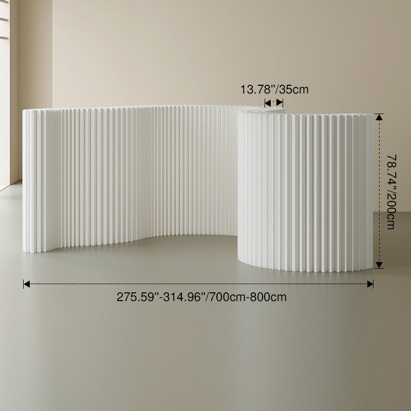Modern Art Deco Rectangular Curved Kraft Paper Acrylic Foldable Expandable Accordion Screen Room Divider For Living Room
