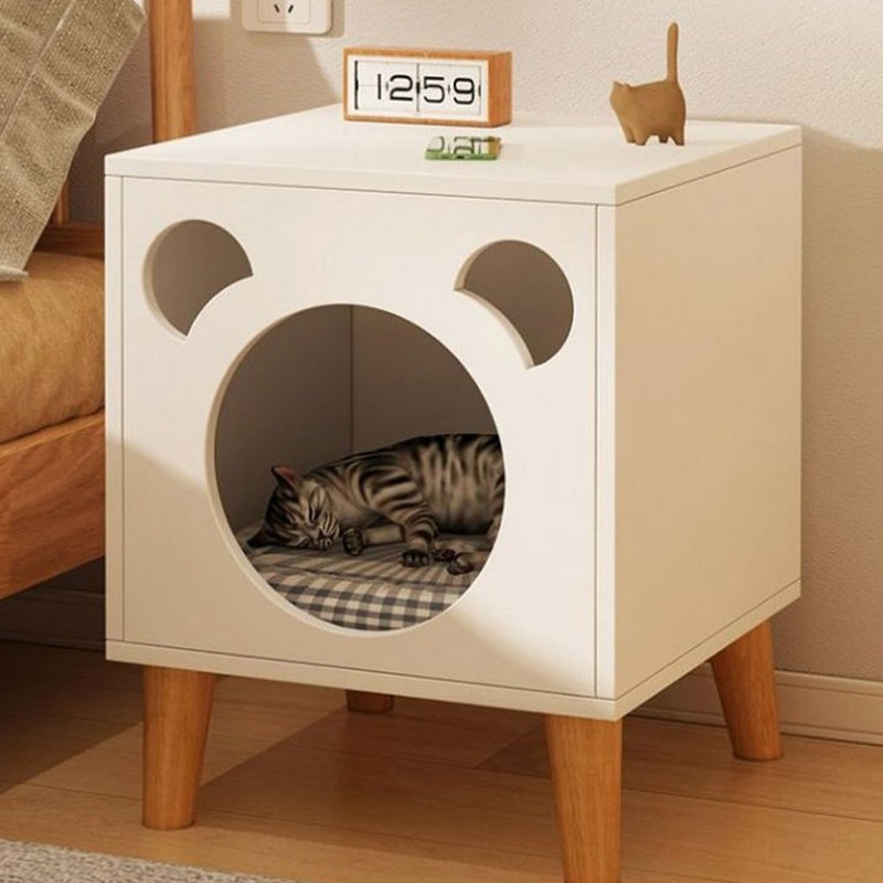 Modern Minimalist Rectangular Medium Density Fiberboard Nightstand 4-Leg 2-Tier For Bedroom