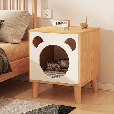 Modern Minimalist Rectangular Medium Density Fiberboard Nightstand 4-Leg 2-Tier For Bedroom