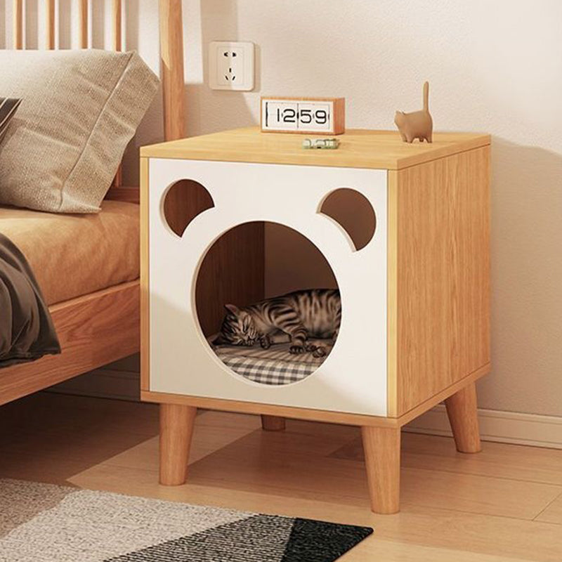 Modern Minimalist Rectangular Medium Density Fiberboard Nightstand 4-Leg 2-Tier For Bedroom