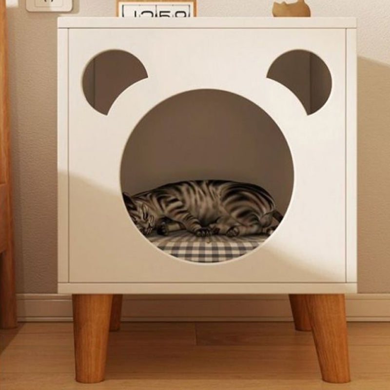 Table de chevet rectangulaire minimaliste moderne en panneau de fibres à densité moyenne, à 4 pieds, à 2 niveaux, pour chambre à coucher 