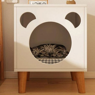 Modern Minimalist Rectangular Medium Density Fiberboard Nightstand 4-Leg 2-Tier For Bedroom