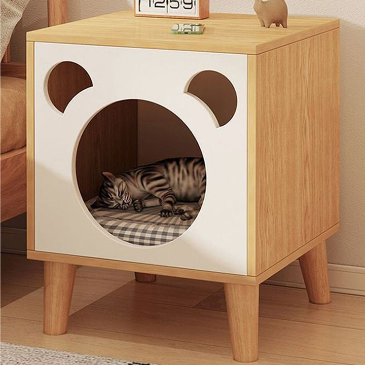Table de chevet rectangulaire minimaliste moderne en panneau de fibres à densité moyenne, à 4 pieds, à 2 niveaux, pour chambre à coucher 