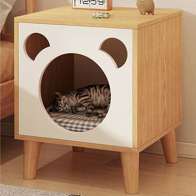 Modern Minimalist Rectangular Medium Density Fiberboard Nightstand 4-Leg 2-Tier For Bedroom