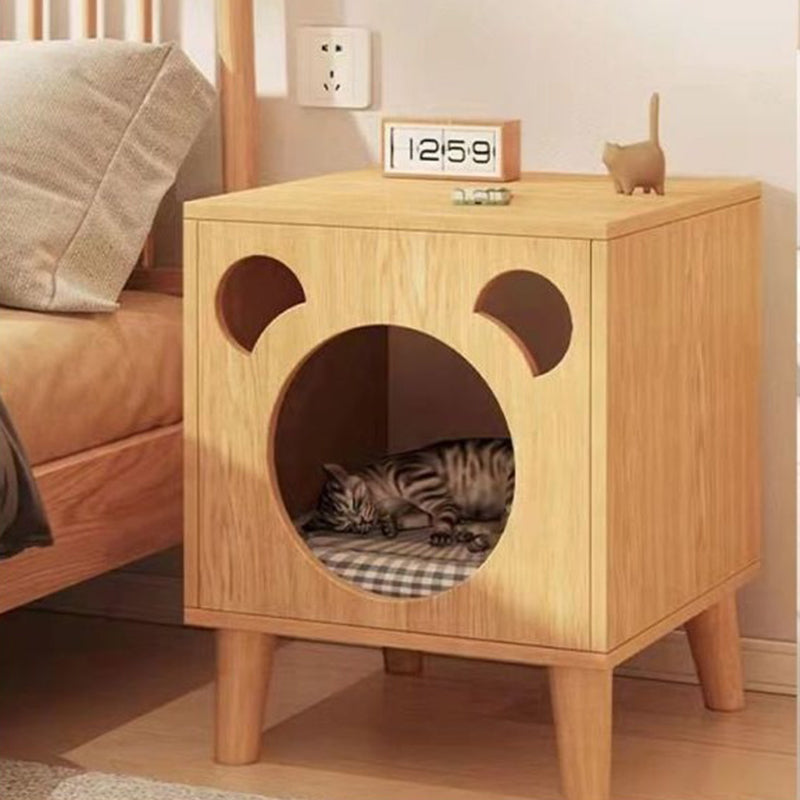 Table de chevet rectangulaire minimaliste moderne en panneau de fibres à densité moyenne, à 4 pieds, à 2 niveaux, pour chambre à coucher 