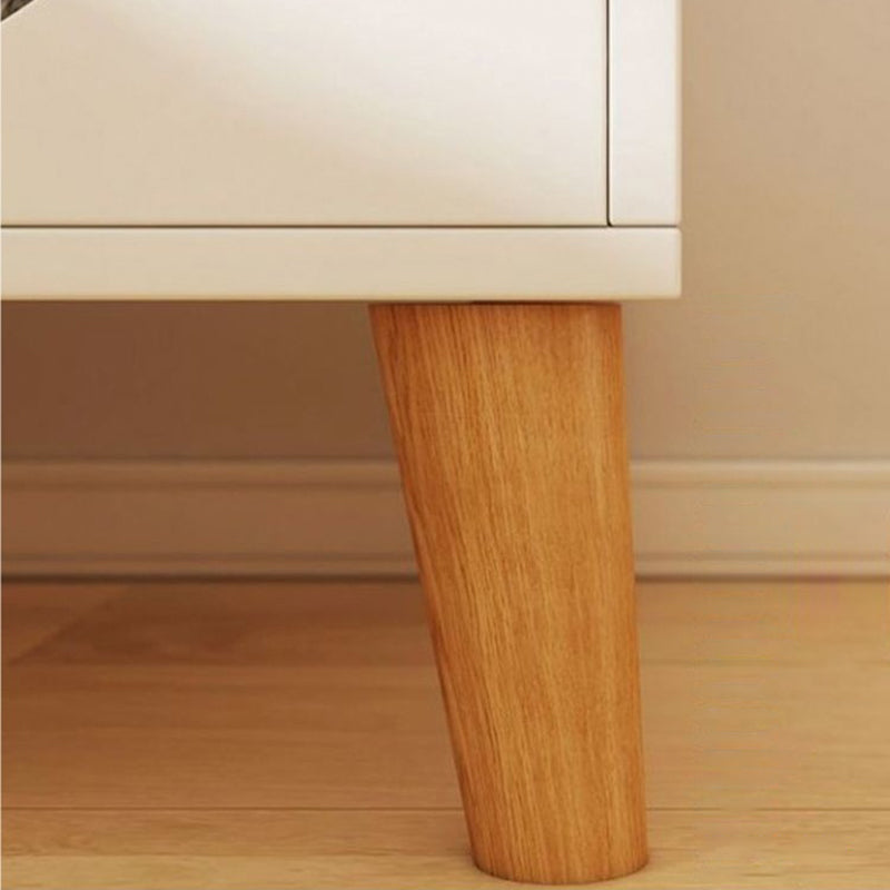 Table de chevet rectangulaire minimaliste moderne en panneau de fibres à densité moyenne, à 4 pieds, à 2 niveaux, pour chambre à coucher 