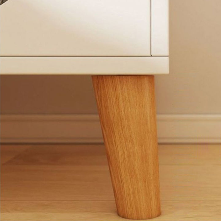 Table de chevet rectangulaire minimaliste moderne en panneau de fibres à densité moyenne, à 4 pieds, à 2 niveaux, pour chambre à coucher 