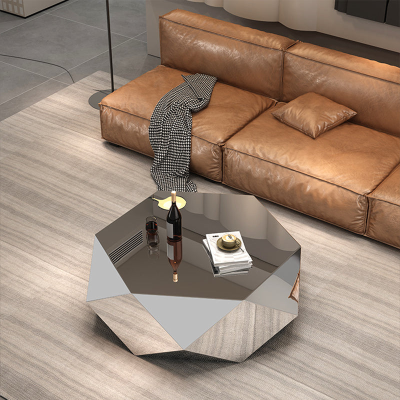 Table basse moderne minimaliste en acier inoxydable en forme de losange, excellente capacité de charge pour salon 