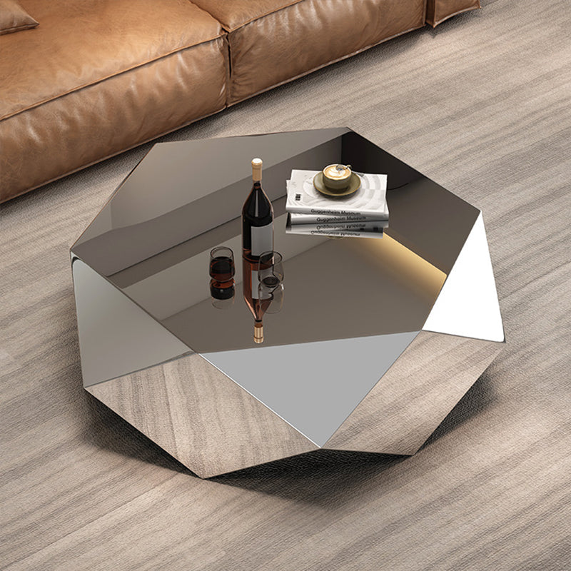Table basse moderne minimaliste en acier inoxydable en forme de losange, excellente capacité de charge pour salon 