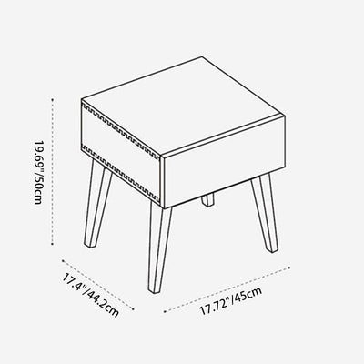 Modern Minimalist Rectangular Solid Wood Nightstand 1-Drawer 4-Leg For Bedroom