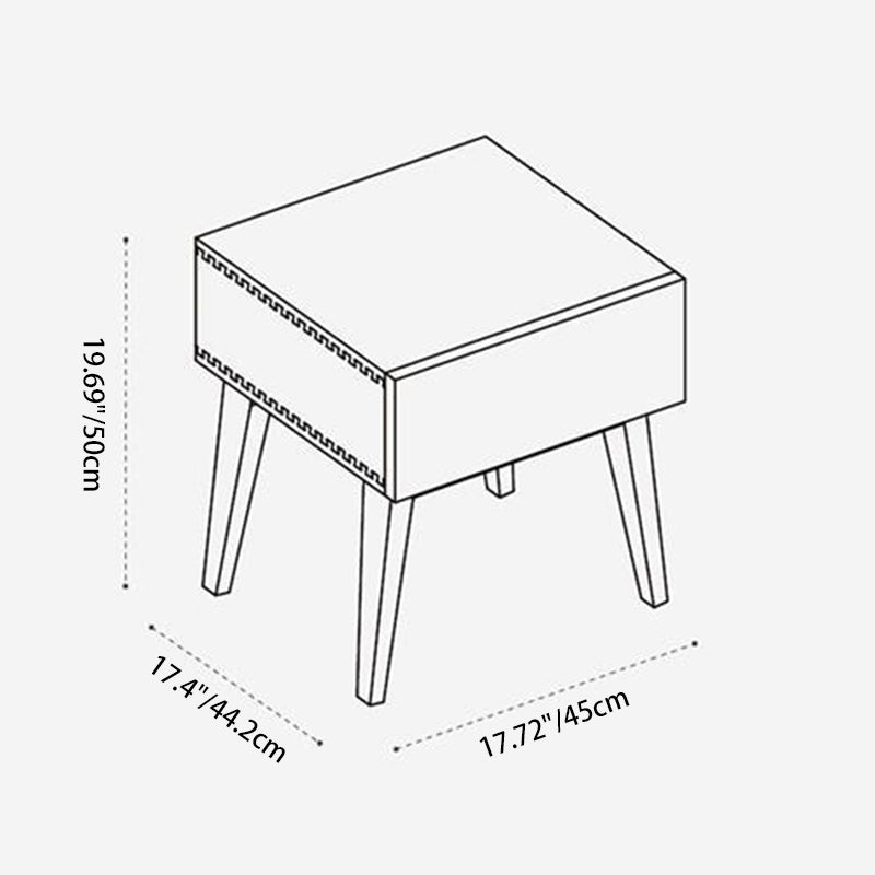 Modern Minimalist Rectangular Solid Wood Nightstand 1-Drawer 4-Leg For Bedroom