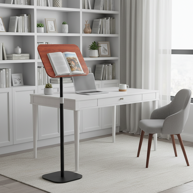 Modern Minimalist Rectangular Solid Wood Metal End Table Rotating For Home Office
