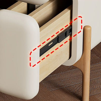 Modern Minimalist Rectangular Cat-Scratch-Resistant Leather Solid Wood Medium Density Fiberboard Nightstand 3-Drawer 4-Leg For Bedroom