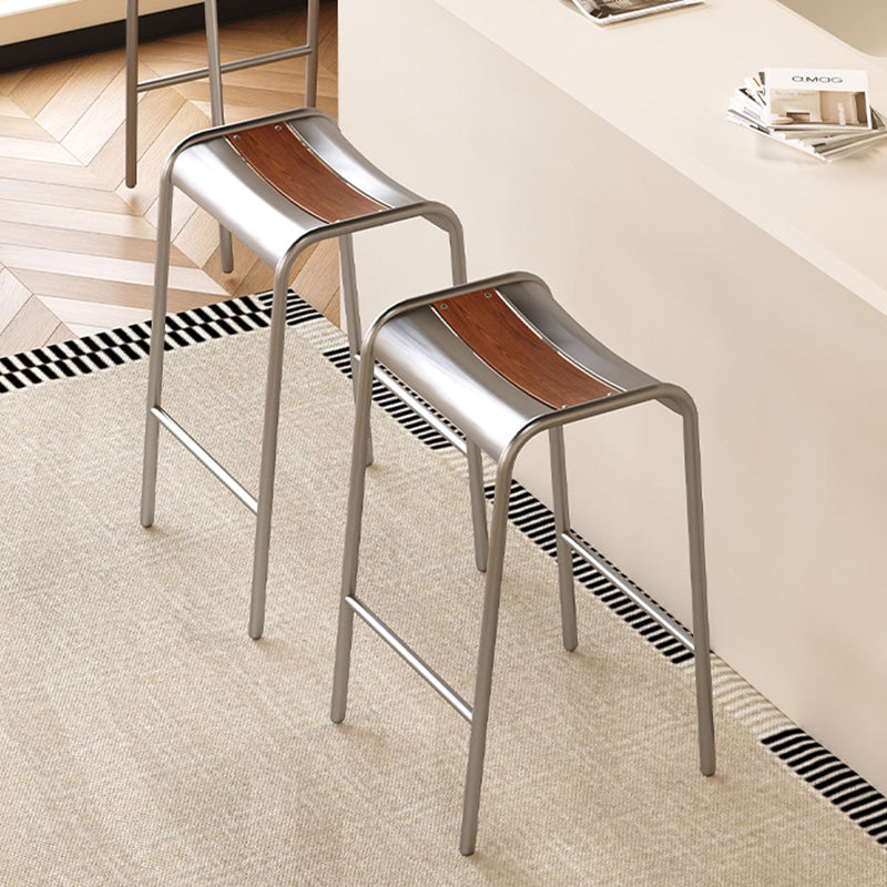 Modern Minimalist Curved Carbon Steel Multi-Layer Board Bar Stool For Dining Room