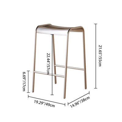 Modern Minimalist Curved Carbon Steel Multi-Layer Board Bar Stool For Dining Room