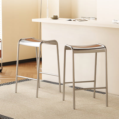 Modern Minimalist Curved Carbon Steel Multi-Layer Board Bar Stool For Dining Room