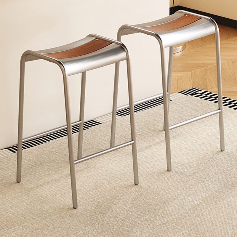 Modern Minimalist Curved Carbon Steel Multi-Layer Board Bar Stool For Dining Room