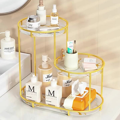 Modern Minimalist Round UV Board Iron End Table 3-Tier For Bathroom