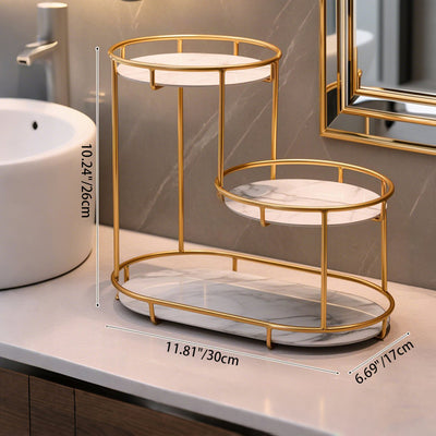 Modern Minimalist Round UV Board Iron End Table 3-Tier For Bathroom