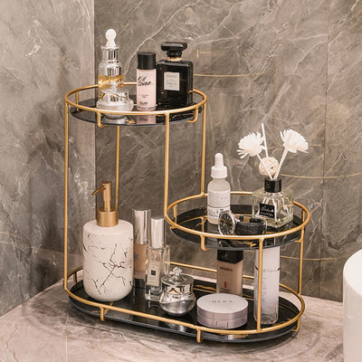 Modern Minimalist Round UV Board Iron End Table 3-Tier For Bathroom