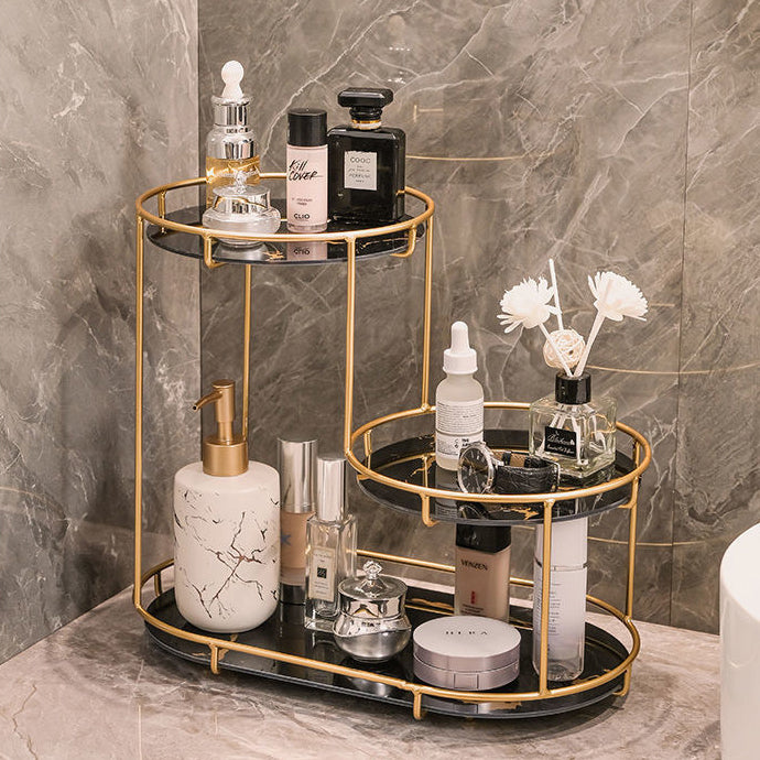 Modern Minimalist Round UV Board Iron End Table 3-Tier For Bathroom