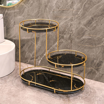 Modern Minimalist Round UV Board Iron End Table 3-Tier For Bathroom