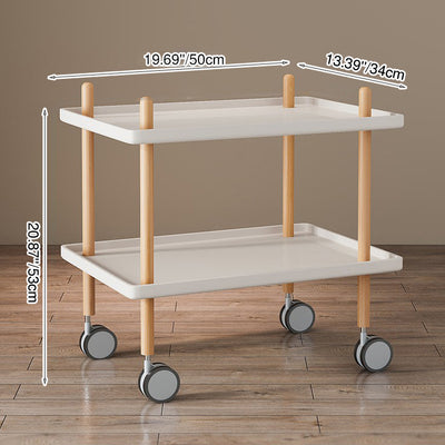 Modern Minimalist Plastic Solid Wood End Table 2-Tier 4-Leg Movable For Living Room