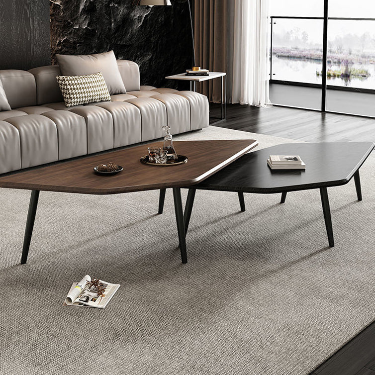 Modern Minimalist Irregular Fiberboard Stainless Steel Coffee Table 4-Leg For Living Room