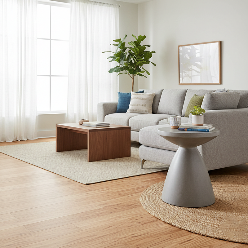 Modern Minimalist Round Magnesium Oxide End Table Sturdy Durable For Living Room