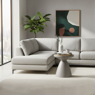 Modern Minimalist Round Magnesium Oxide End Table Sturdy Durable For Living Room